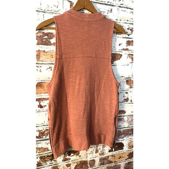 Free People Peach Highway Zip Front Grommet Detailing Cotton Blend Knit Vest - Picture 13 of 13